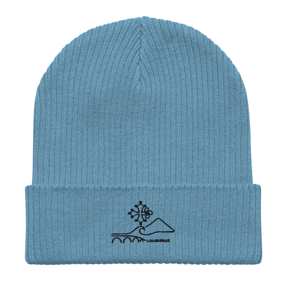 Occitan - Bonnet côtelé bio Brodé Noir