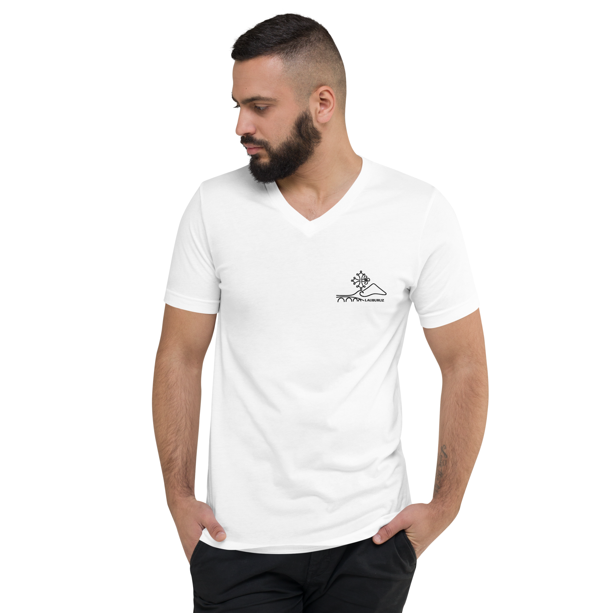 Occitan - T-shirt Col V - Logo Devant Noir – Image 3