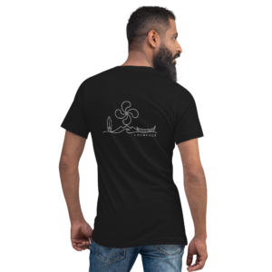 Itsasoa - T-shirt Col V - Logo Dos Blanc
